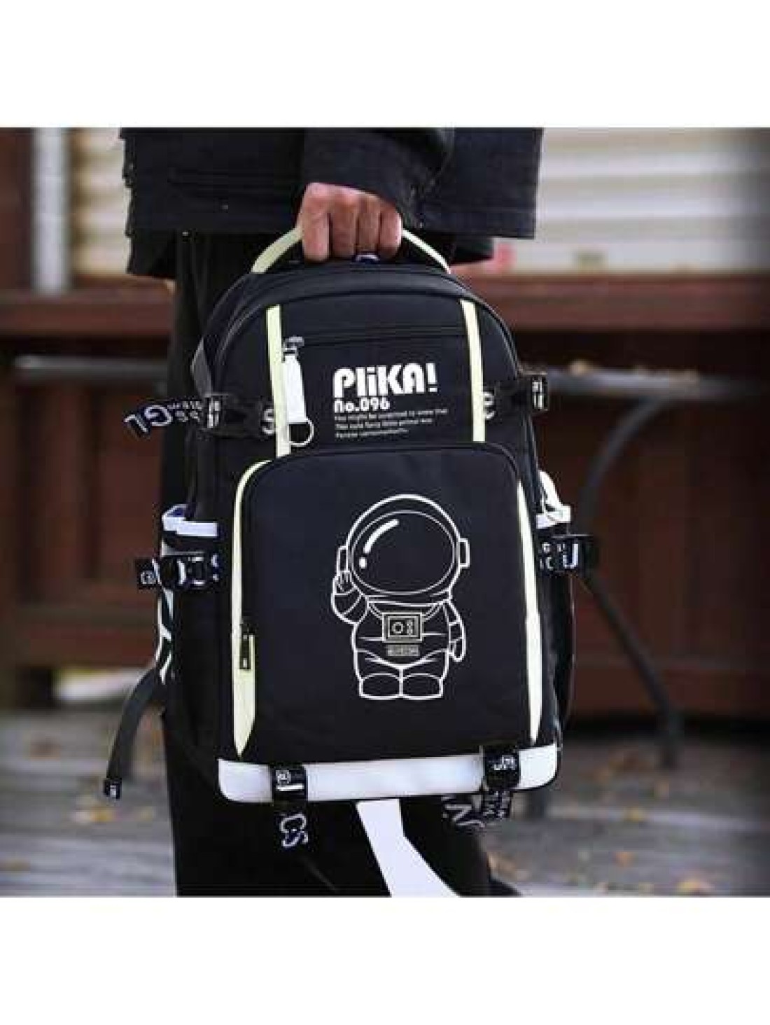 Luminous Cartoon Astronaut Backpack Minimalist Lightweight Oxford Cloth Large Capacity Computer Bag Adjustable Travel Campus Backpack All Webbing Randomly Printed Anime School Supplies