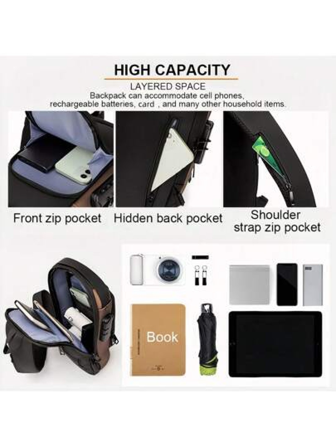 1 Multi Functional Waterproof Shoulder Bag Suitable For Outdoor Travel And Work Large Capacity Messenger Bag