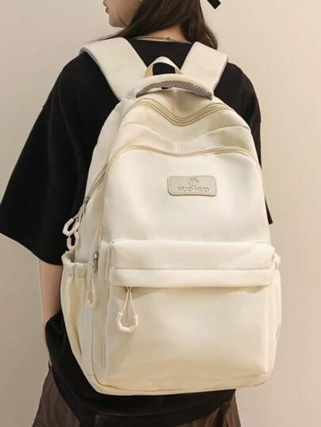 High Capacity Backpack For Teens Casual Nylon School Bag With Adjustable Strap Zipper Closure Polyester Lining Sewing Thread Detail Wet Wipe Clean 33 46inch Shoulder Strap Ideal For Outings