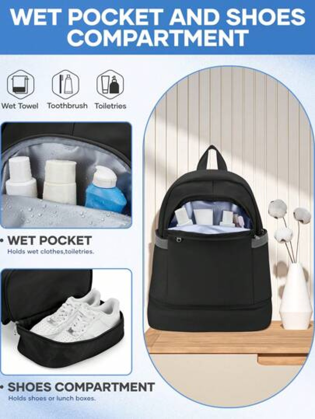 Sport Backpack Simple Student Backpack Fashion Backpack Waterproof Lightweight Large Capacity Travel Backpack With Shoe Compartments And Wet Pockets Portable Computer Backpack With Laptop Compartment