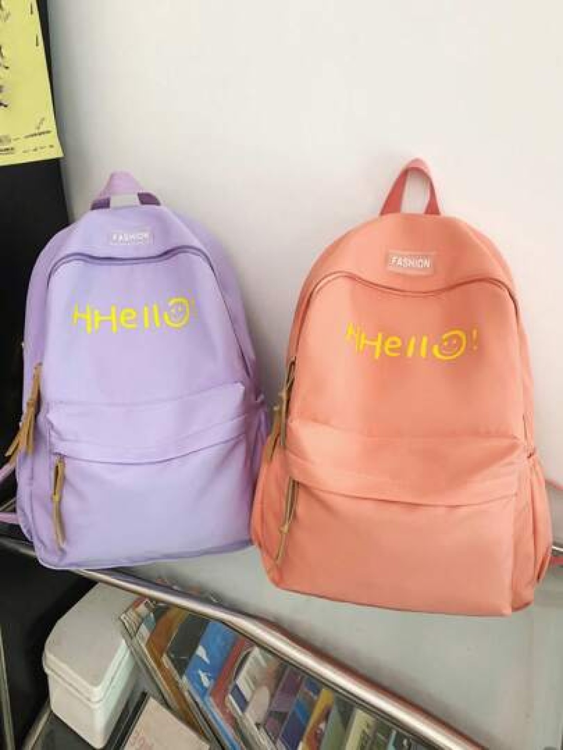New Solid Color Large Capacity Letter Printed Backpack Fashionable And Versatile Casual Student Classroom Commuter Backpack Unisex
