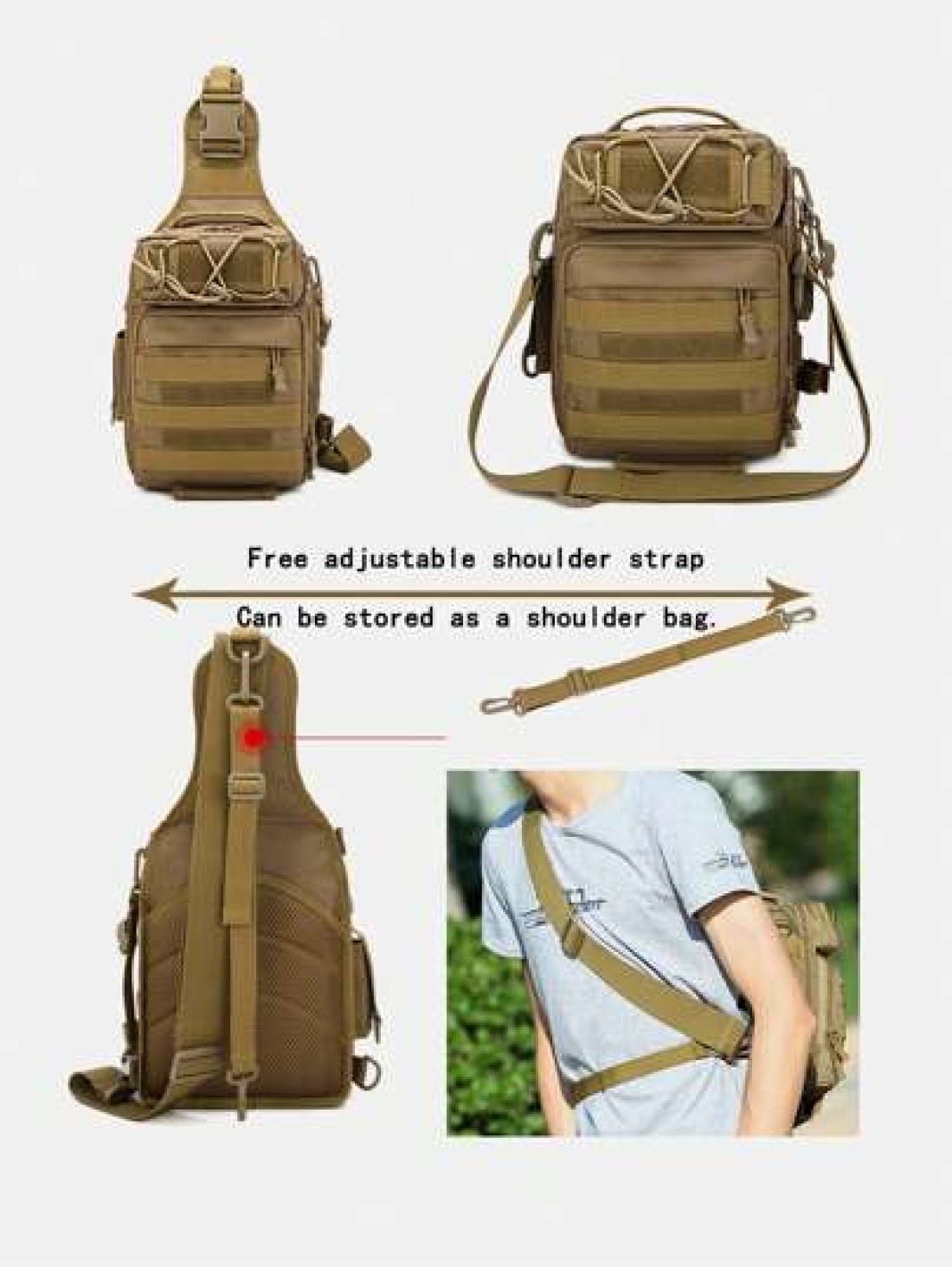 1 New Men 10L Multi Function Tactical Chest Bag Suitable For Fishing Cycling Running Hiking Beach And Other Outdoor Activities Convertible Crossbody Shoulder Chest And Handbag Styles