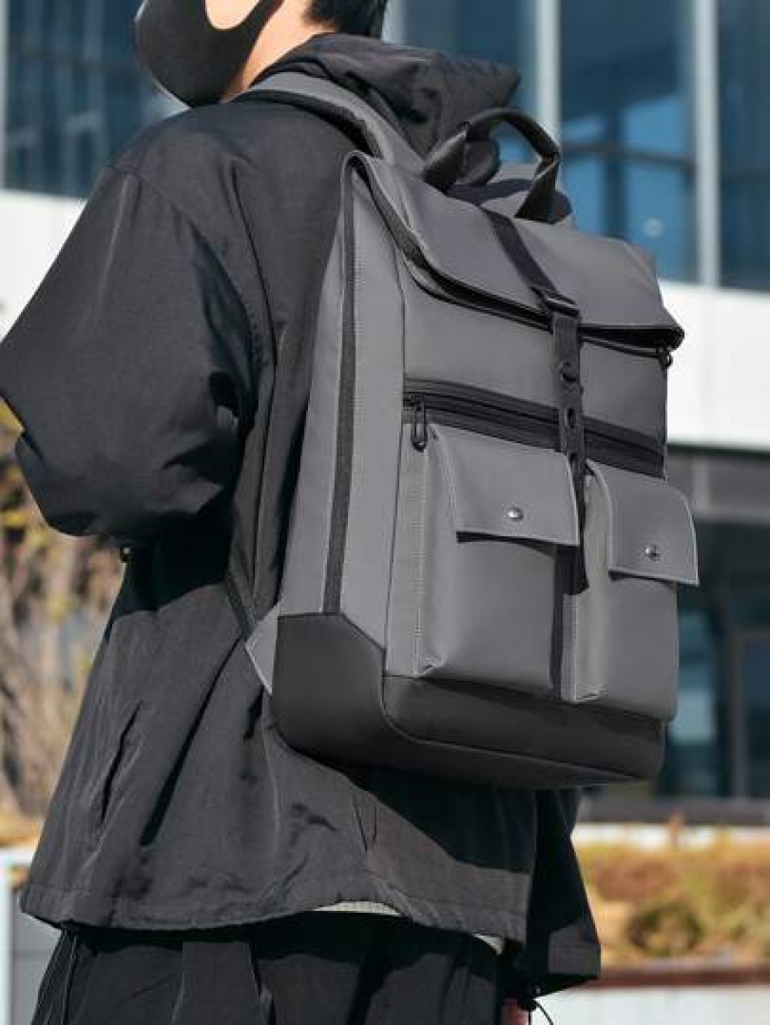 peach tree Large Capacity Business Backpack Travel Backpack School Backpack Laptop Backpack PU Leather Streamlined Fashion Suitable For Back To School And Travel Black Outdoor Multi Function Leisure B