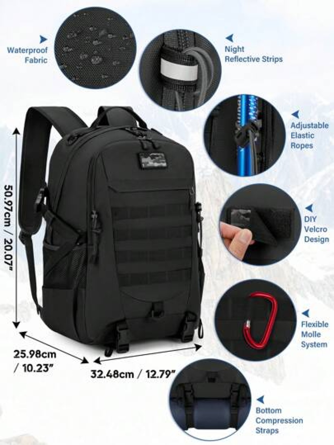 Hiking Backpack Military Tactical Backpacks Hunting Rucksack For Camping Cycling Climbing Walking Mountaineer Outdoor Sports