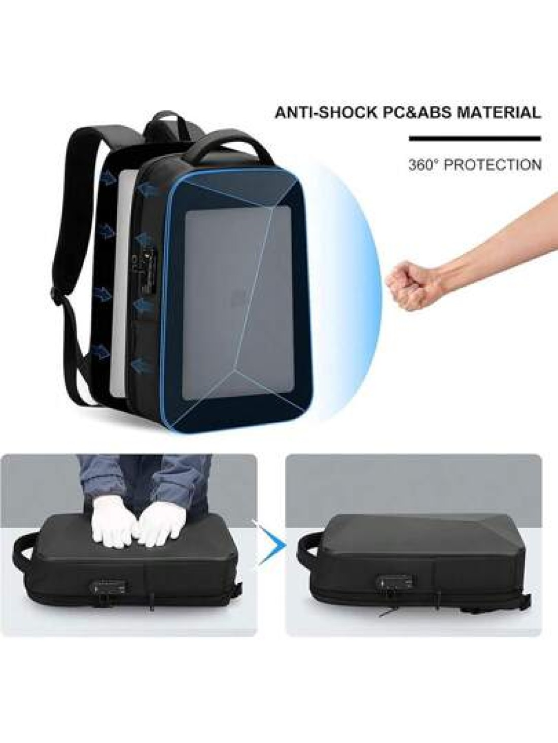 resilver Anti Theft Backpack Waterproof Black Business USB Charging EVA Hard Case Travel Laptop Backpack Fit For 16 Inch Notebook Christmas Fall University School Bag For School College Gifts Scream B