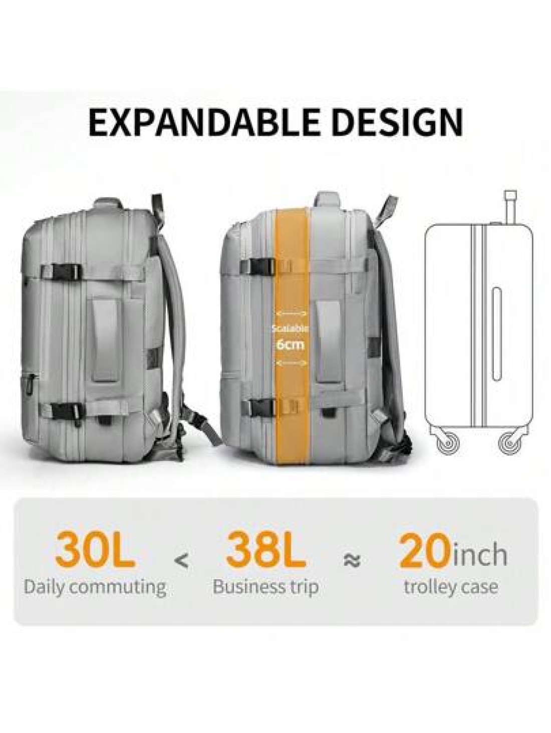Clevn Kare Large Multi Compartment Travel Backpack Space Saving Design Fabric Carry On Friendly Suitable For Weekend Getaways Camping And Laptop Storage Compression System Dual Handle Backpack