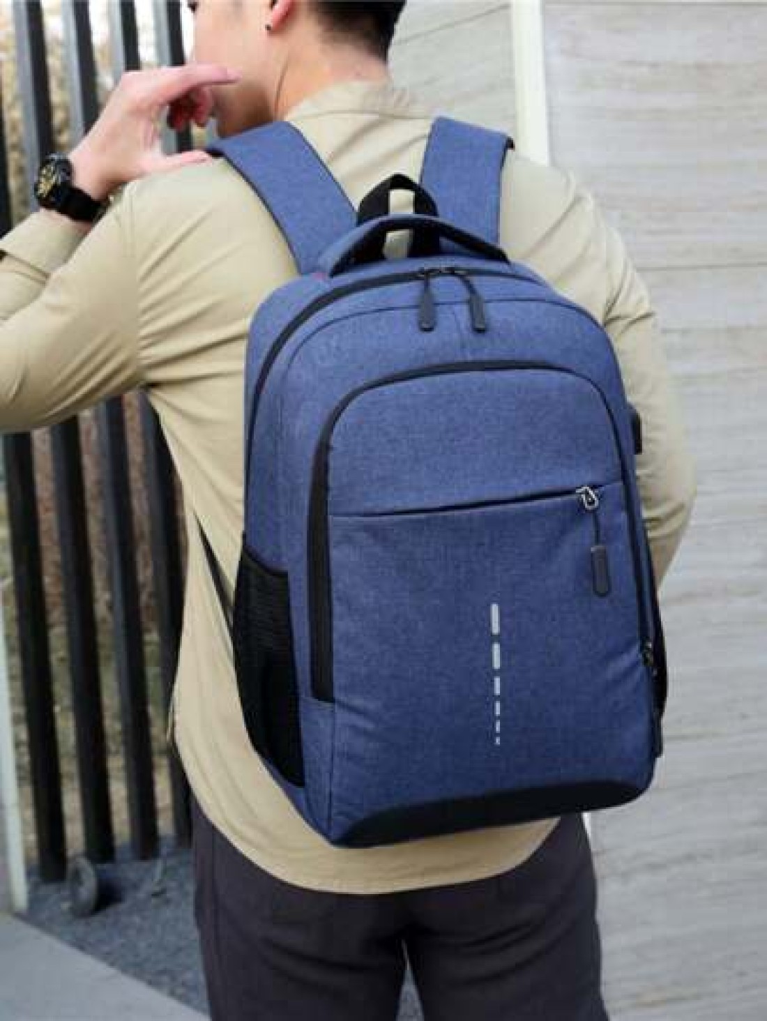 Convenient Sub Charging Backpack Men Purse Equipped With Night Reflective Strips Can Hold 15 6 Inch Computer Bag Lightweight School Bag Large Capacity Travel Bag Commuting Convenient Day Bag Multi Fun