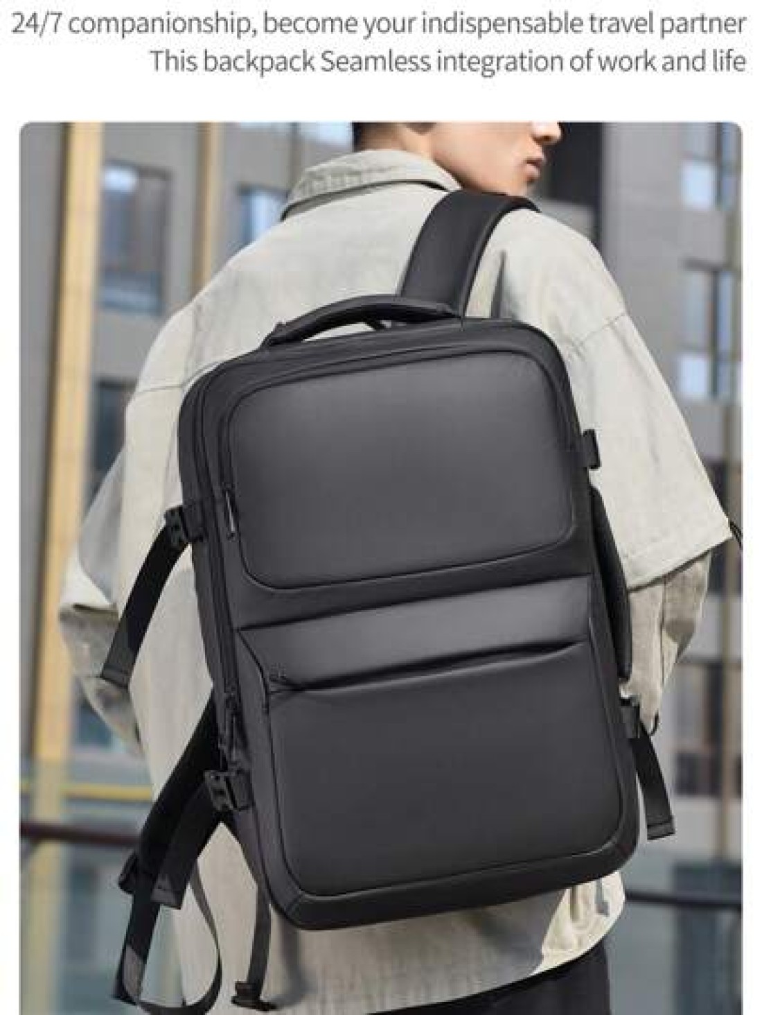 1pc Expandable Large Capacity Travel Backpack Outdoor Beach Bag School Student Backpack Weekend Overnight Bag With Wet Dry Separation Multiple Pockets Scratch Resistant Water Resistant Fabric Holiday