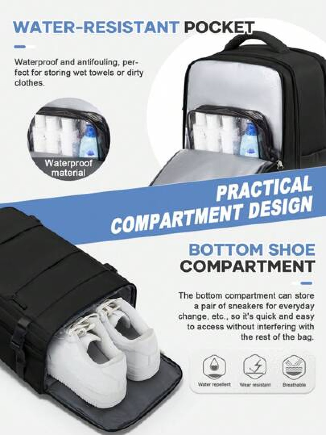 Large Travel Backpack Business Laptop Backpack Cabin Bag 40x20x25 Carry On Backpack Airline Approved Water Proof Backpack Multi Functional Independent Shoe Warehouse Dry Wet Separation Layer Travel Ba