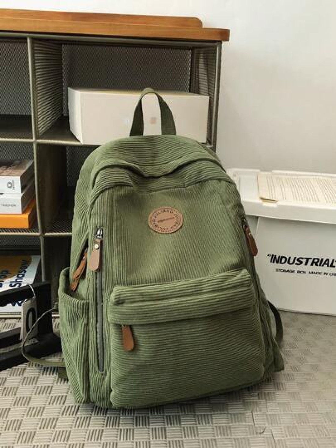 Small Corduroy Backpack For College Students Lightweight Casual Bookbag For High School Girls Boys Fits 14 Inch Laptop Travel Rucksack