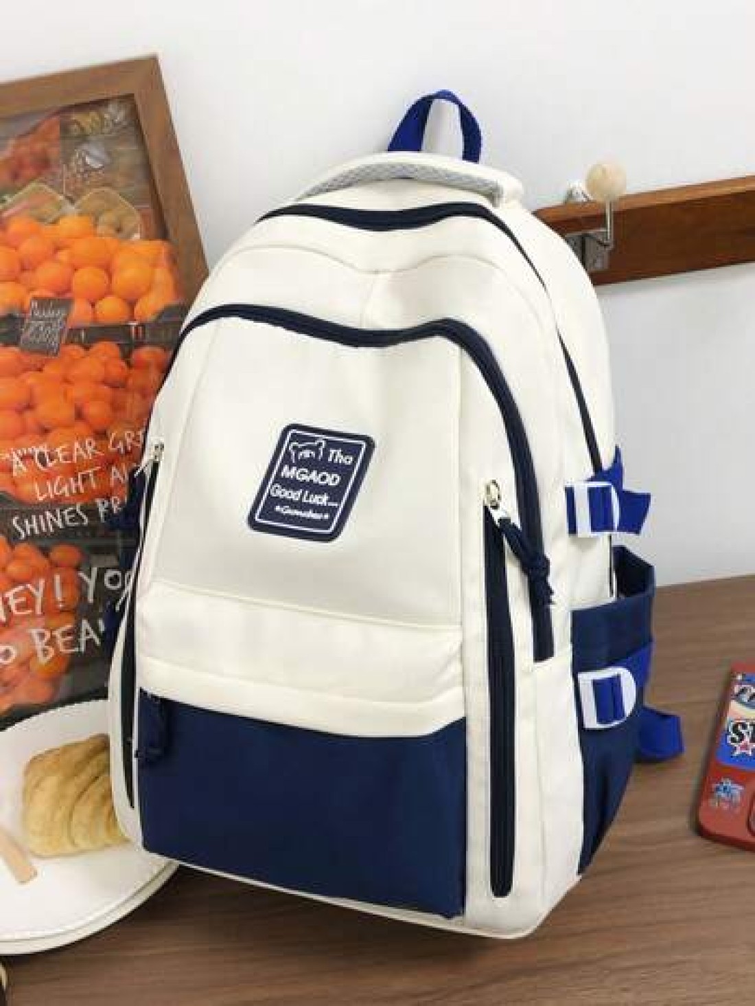 New Fashionable Large Capacity Color Blocking Versatile Large Capacity Backpack Korean Version Multi Pocket Commuting Backpack