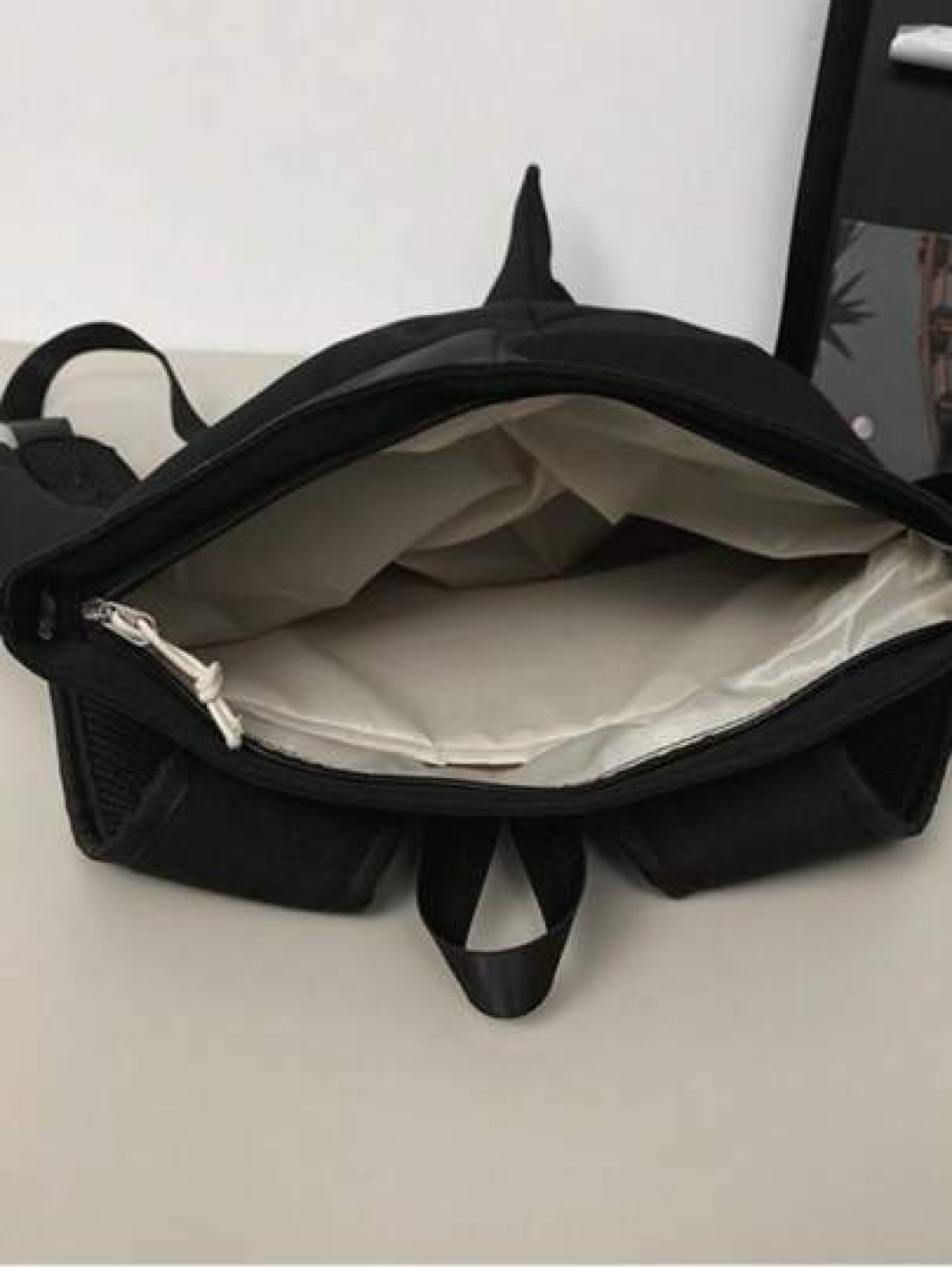 1pc Black Nylon Shark Shape Creative Cartoon Men s Backpack Large Capacity Student Schoolbag Cute Fashionable Personalized Novelty Fits Phones Tablets Books Water Bottles Adjustable Straps Suitable Fo