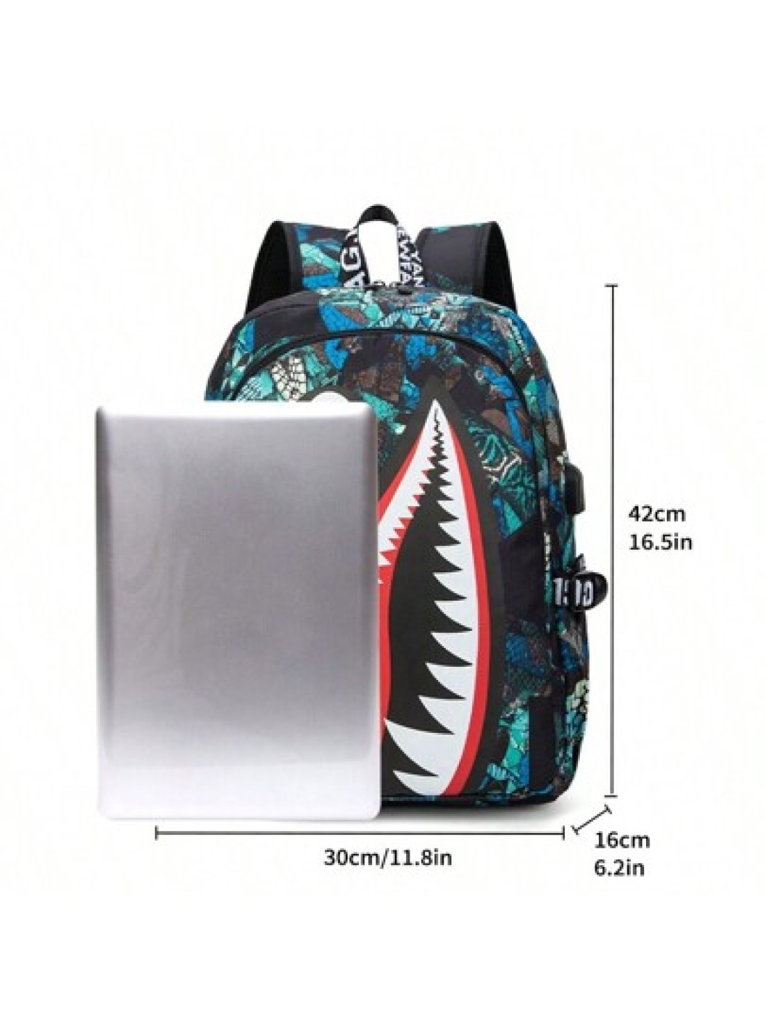 1pc Backpack School Bag Travel Backpack Boys Backpack Waterproof Fits 14 Inch Laptop USB Charging Port Functional Portable Casual For Students Boys Gift For Children Printed Straps And Letters Are Ran