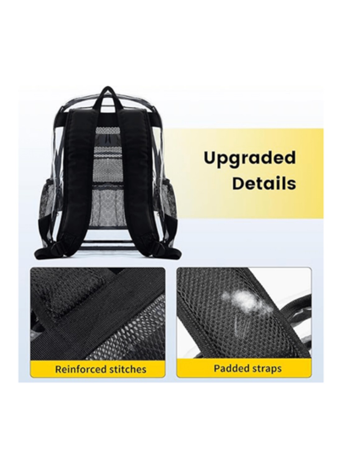 1pc PVC New Transparent Backpack With Mesh Pocket Large Capacity Simple Schoolbag Casual Fashion Backpack Daily Use Commuter Multifunctional Dormitory Essential Schoolbag Travel Holiday Thanksgiving G