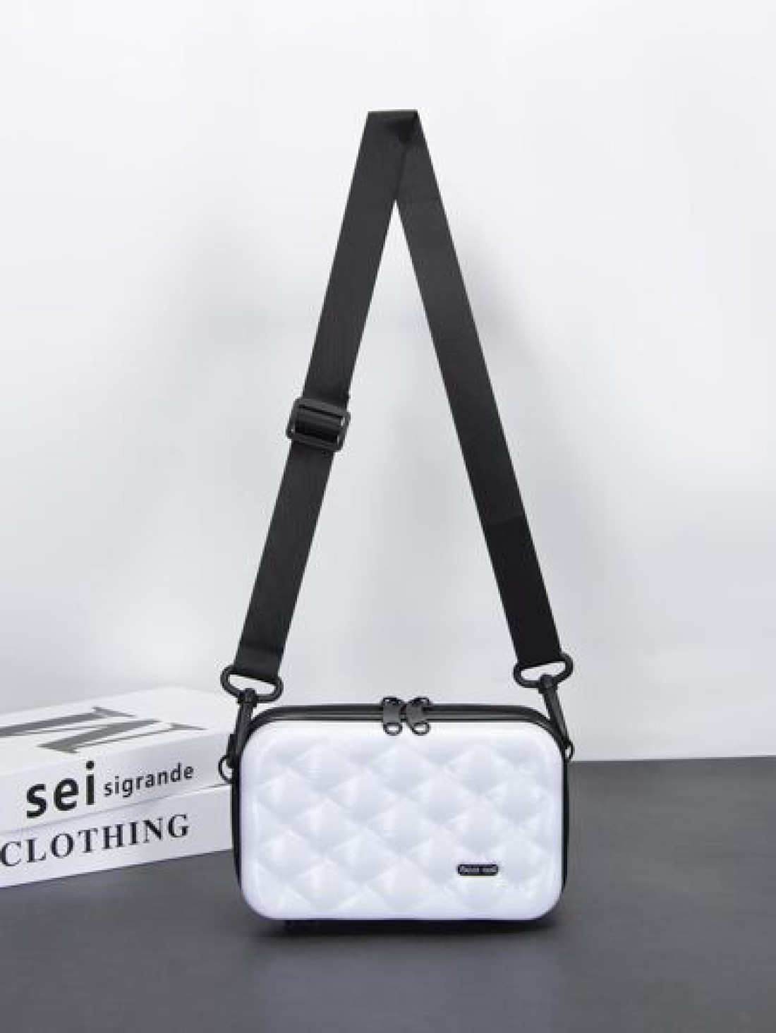 Mini Simple Rhombus Crossbody Bag Shoulder Bag Water Resistant PVC Hard Shell Bag For Men Casual And Versatile College Bag Summer Dad Bag For School Multi Functional Messenger Bag Sling Bag Student La