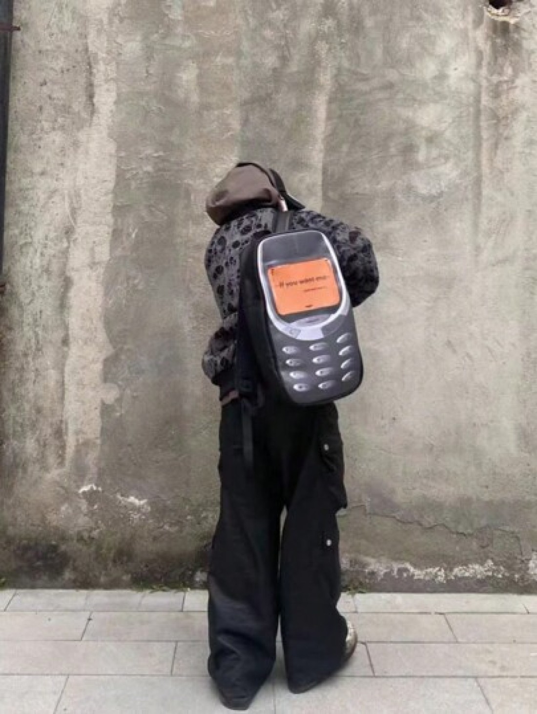 Novelty Retro Old School Shoulder Bag text Me If You Want Me Cellphone Funny Telephone Shaped Large Capacity PU Leather Rucksacks Technology Fan Toy Supplies Backpack School Backpack Students Book Bag