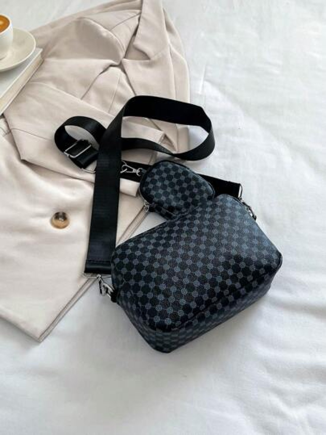 European And American Messenger Bag Two Piece Package Bag New Two In Shoulder Strap Fashion Printing Package Can Be Split Multi Functional Simple Fashion Personality Bag Japanese And Korean Casual Sho