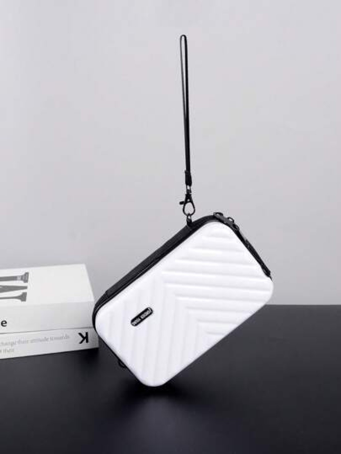 Compact Suitcase Messenger Bag Hard Shell Shoulder Bag Crossbody Bag Lightweight For Back To School College Travel Water Resistant PVC Material Minimalist Casual Style Gifts For Boyfriend Sling Bag Fa