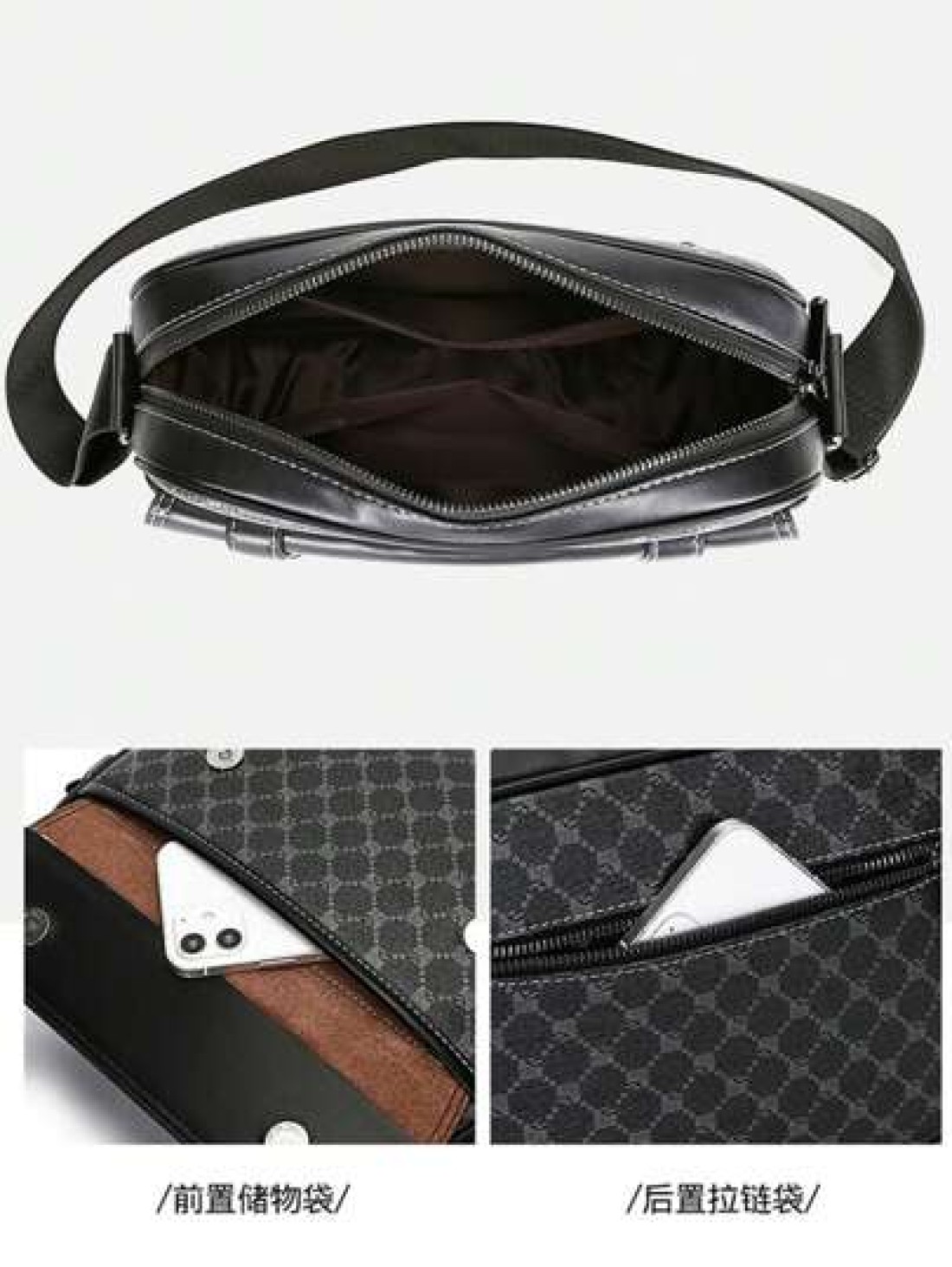 1pc Men s Printed Shoulder Sling Bag Casual PU Backpack Luxury Bags