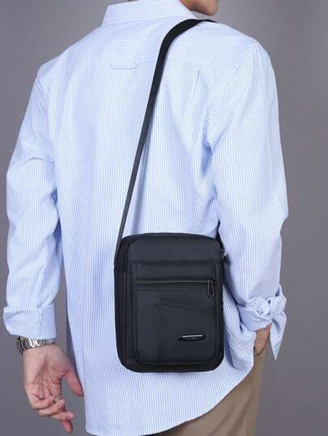 New Shoulder Bag Men s Bag Multi Zipper Oxford Cloth Mobile Phone Bag Crossbody Bag Canvas Leisure Backpack Sling School Nylon Black Bag Multi Functional Commute Bum Bag Rider Bag Gym Bag Black Bag Hi