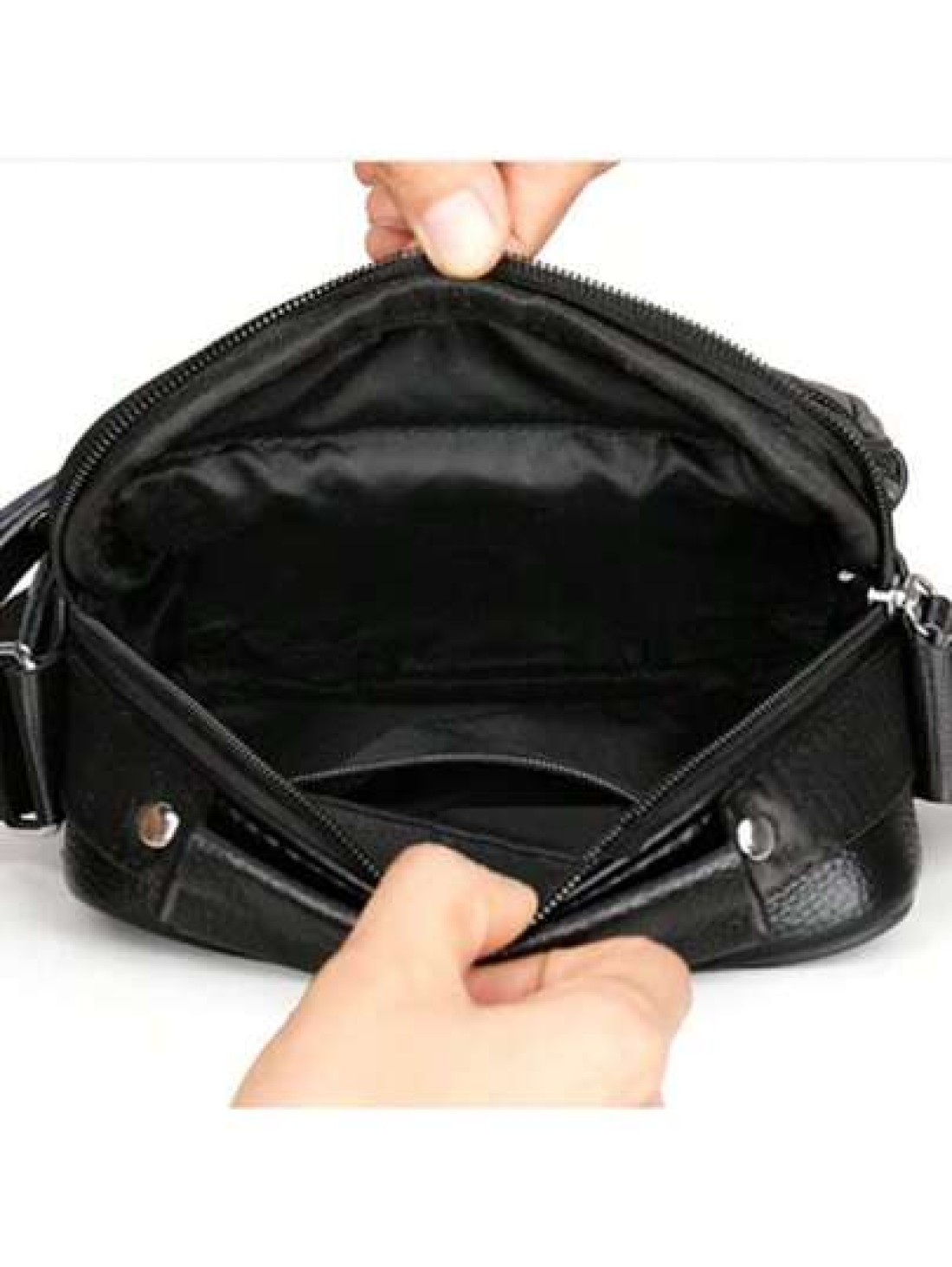 Men s Casual Genuine Leather Multifunctional Adjustable Shoulder Bag Black