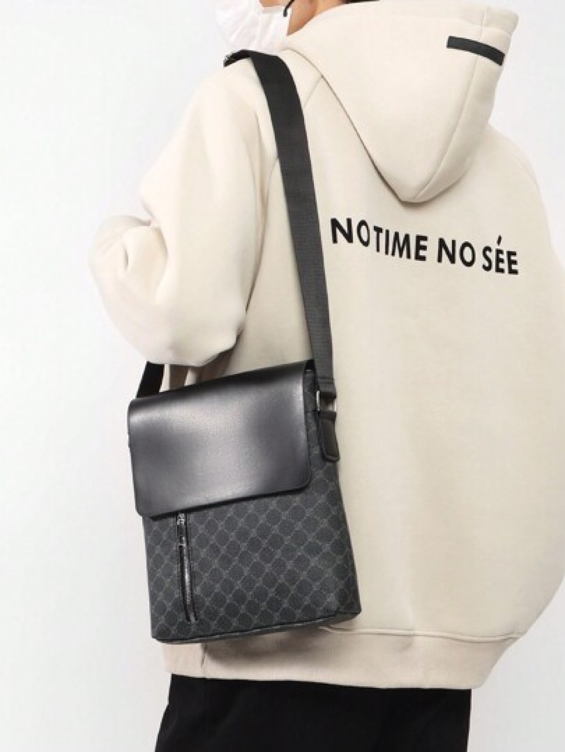 Men s Pu Leather Messenger Shoulder Bags Single Strap Flap Crossbody Bag College Valentine s Day Gift Vintage Old Money Bag For Valentines Day Gift Bag Classic Retro Printed Vintage Print Black Bag Hi
