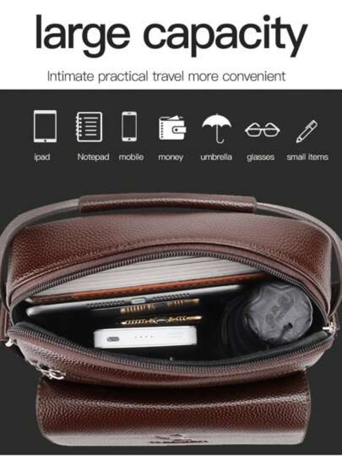 1pc Men s Shoulder Crossbody Waist Hand Chest Bag PU Water Proof Wear Resistant Material With Large Capacity Pockets Adjustable Strap Convenient And Portable New Fashionable Business Bag Ideal Gift Si