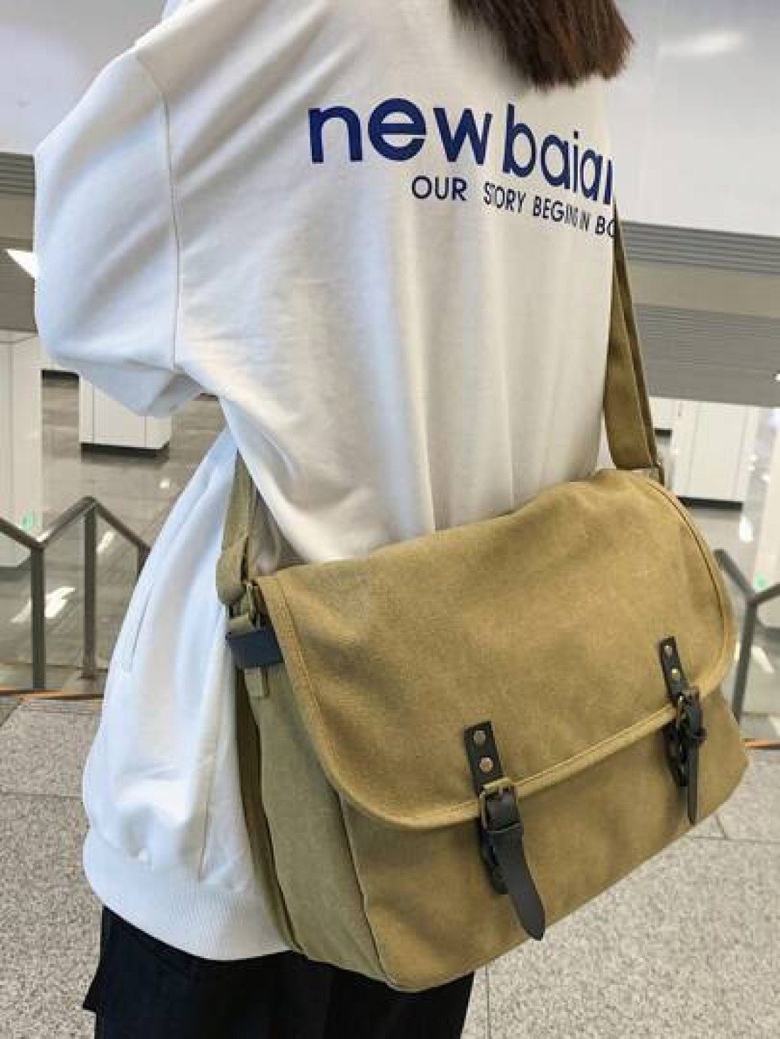 peach tree Retro Solid Canvas Shoulder Bag Peach Tree