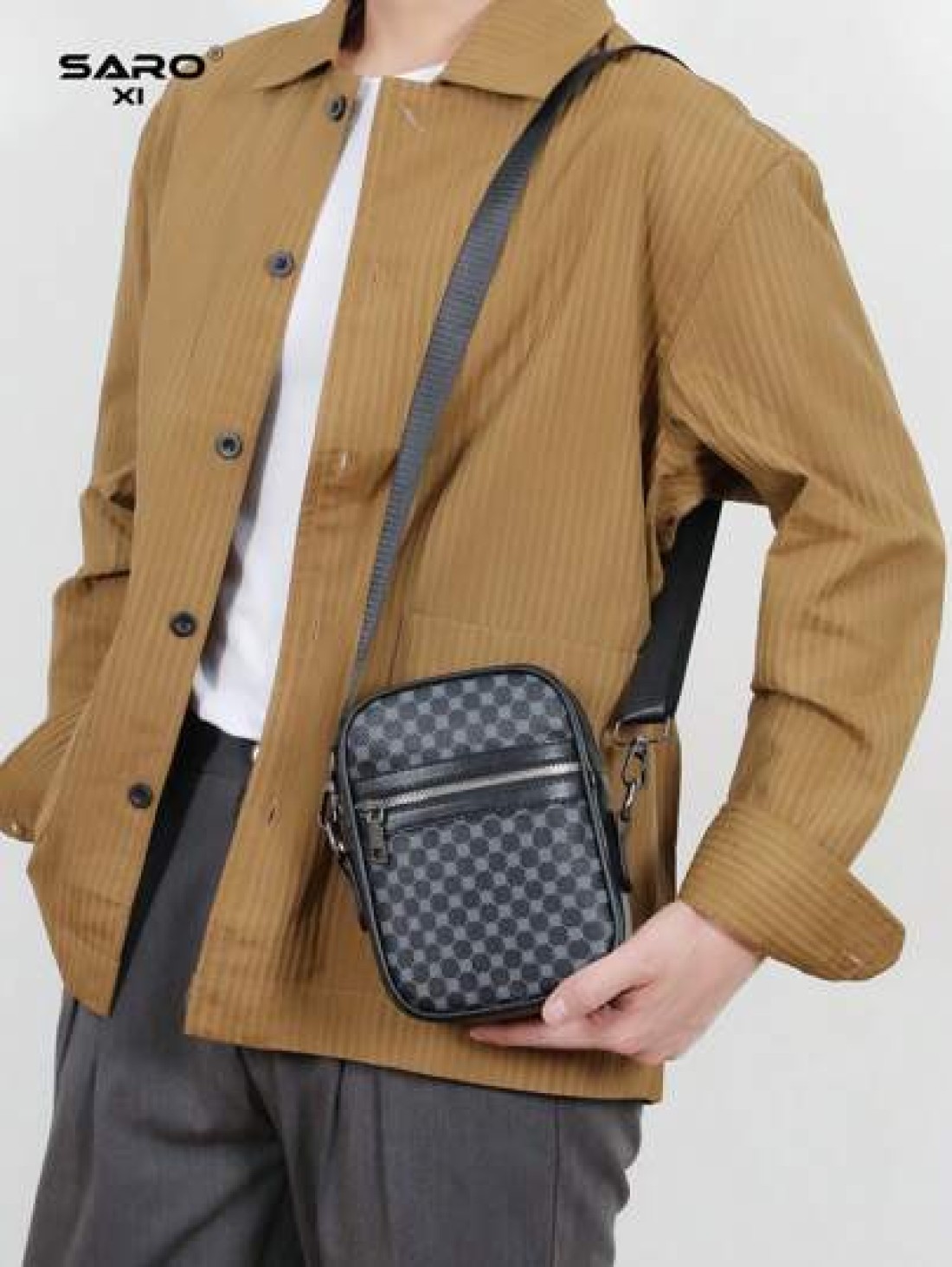 1pc Retro Men s Shoulder Bag Side Pocket Messenger Bag Casual Crossbody Bag Multi Functional For Commute PVC Black Simple Design Gift For Boyfriend Fashion