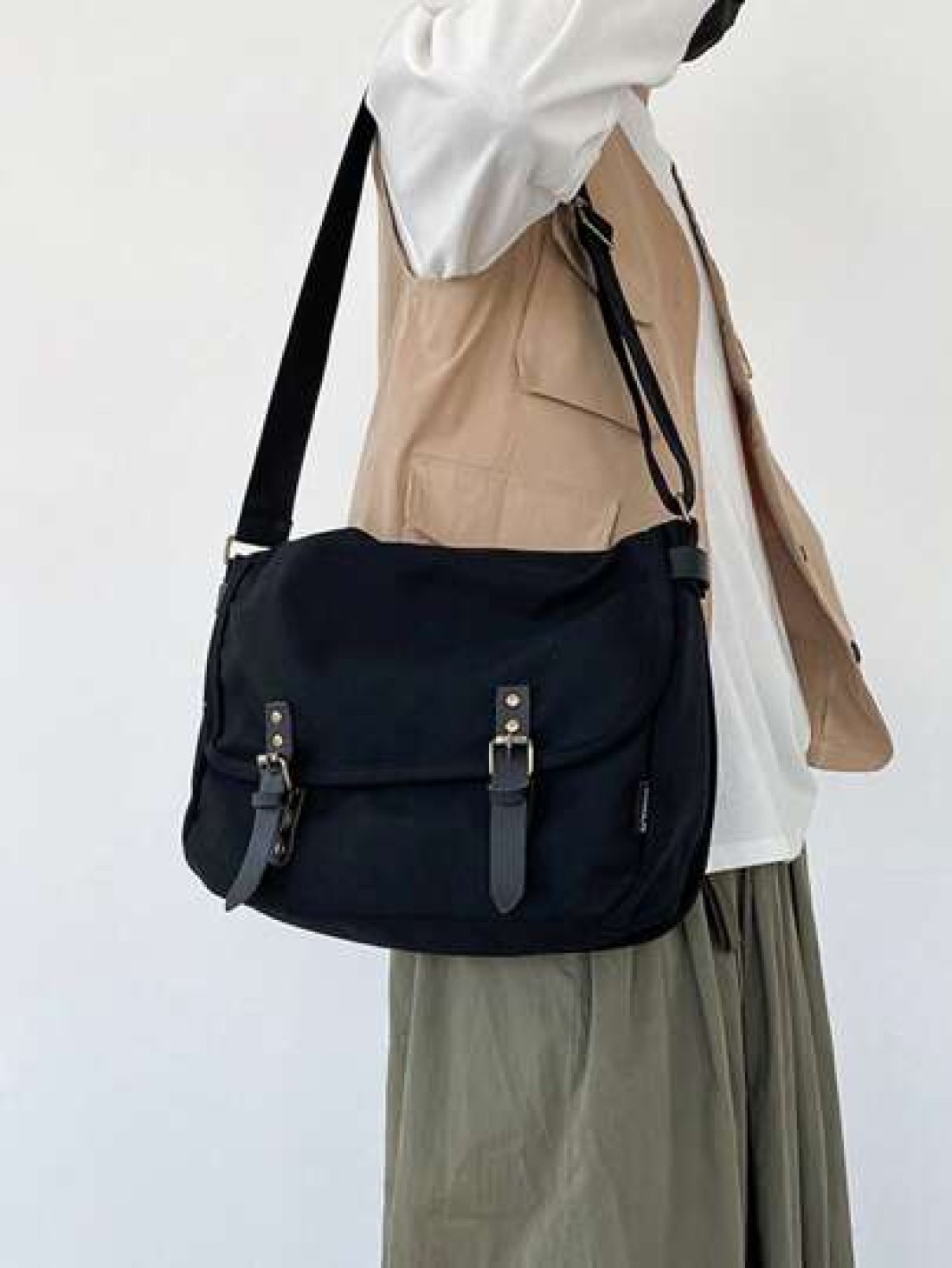 Vintage Military Canvas Laptop Bag Medium Messenger Bag
