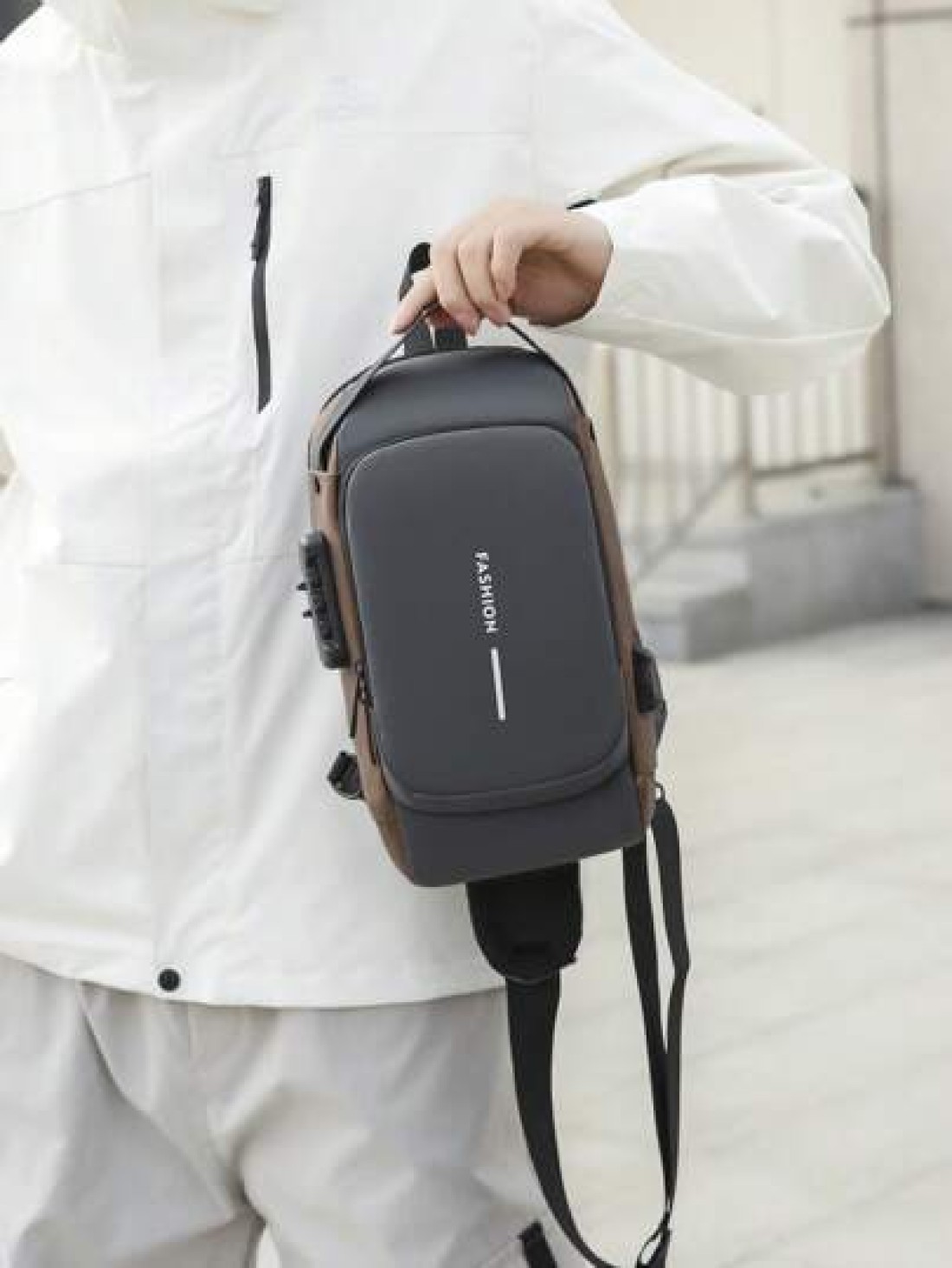 New Motorcycle Bag With Password Lock Anti Theft Crossbody Bag Men Sports Outdoor USB Interface Chest Bag Sling Bag