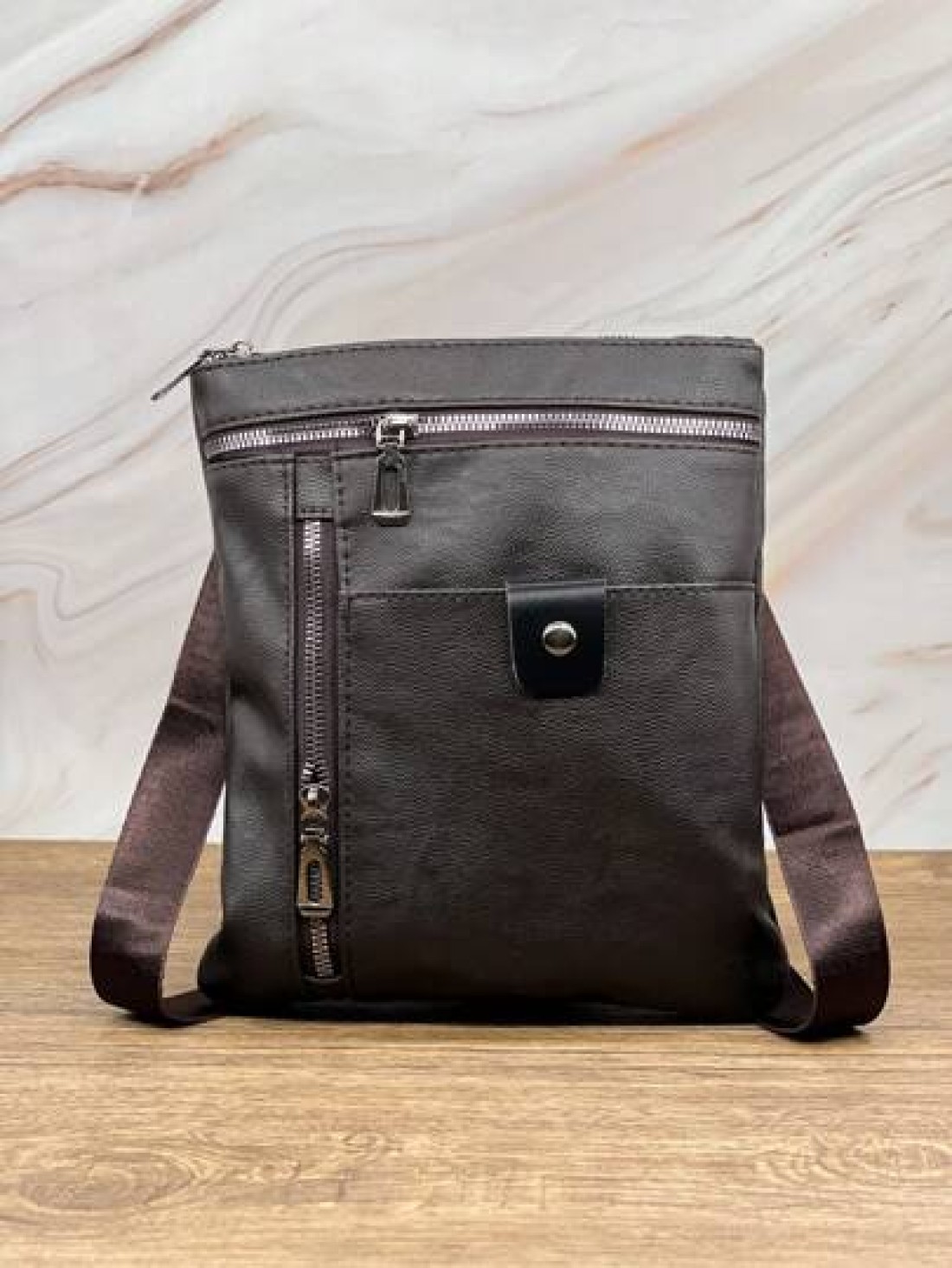 HOVI S Men s Fashion Slim Crossbody Bag Stylish Ultra Thin Business Casual Commuter Shoulder Bag With Flap Multi Compartment Large Capacity Multi Functional Messenger Bag For Men