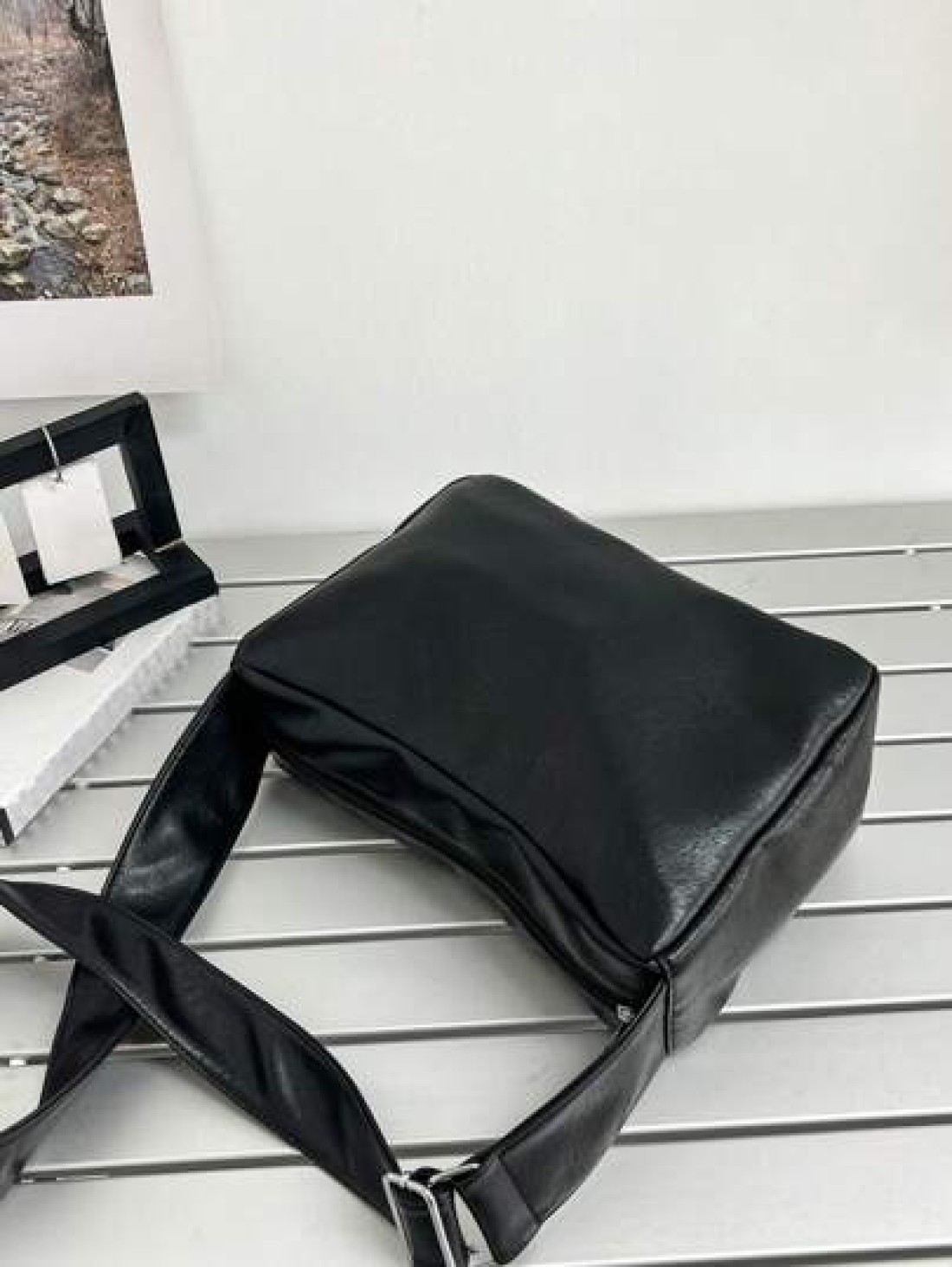 Casual Fashion Men Minimalist PU Water Proof Crossbody Bag With Wide Strap Square Shape And Single Compartment For Daily Commute Or Traveling Sling Bag Work Weekend Camping Black Bag Hiking Large Capa