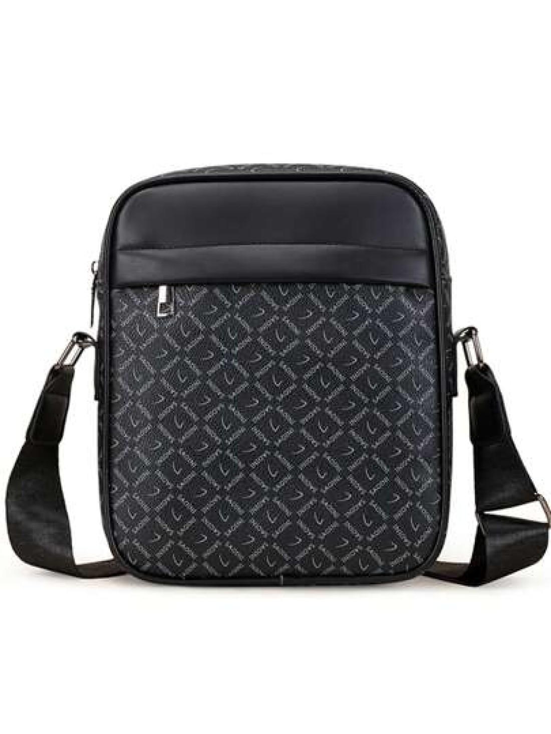 A Fashionable Men s Business PU Bag With PVC Leather Material Small Square Bag Shoulder Crossbody Bag Mobile Phone Bag Coin Purse Brand Print Metal Zipper Adjustable Shoulder Strap Fine Stitching Stor