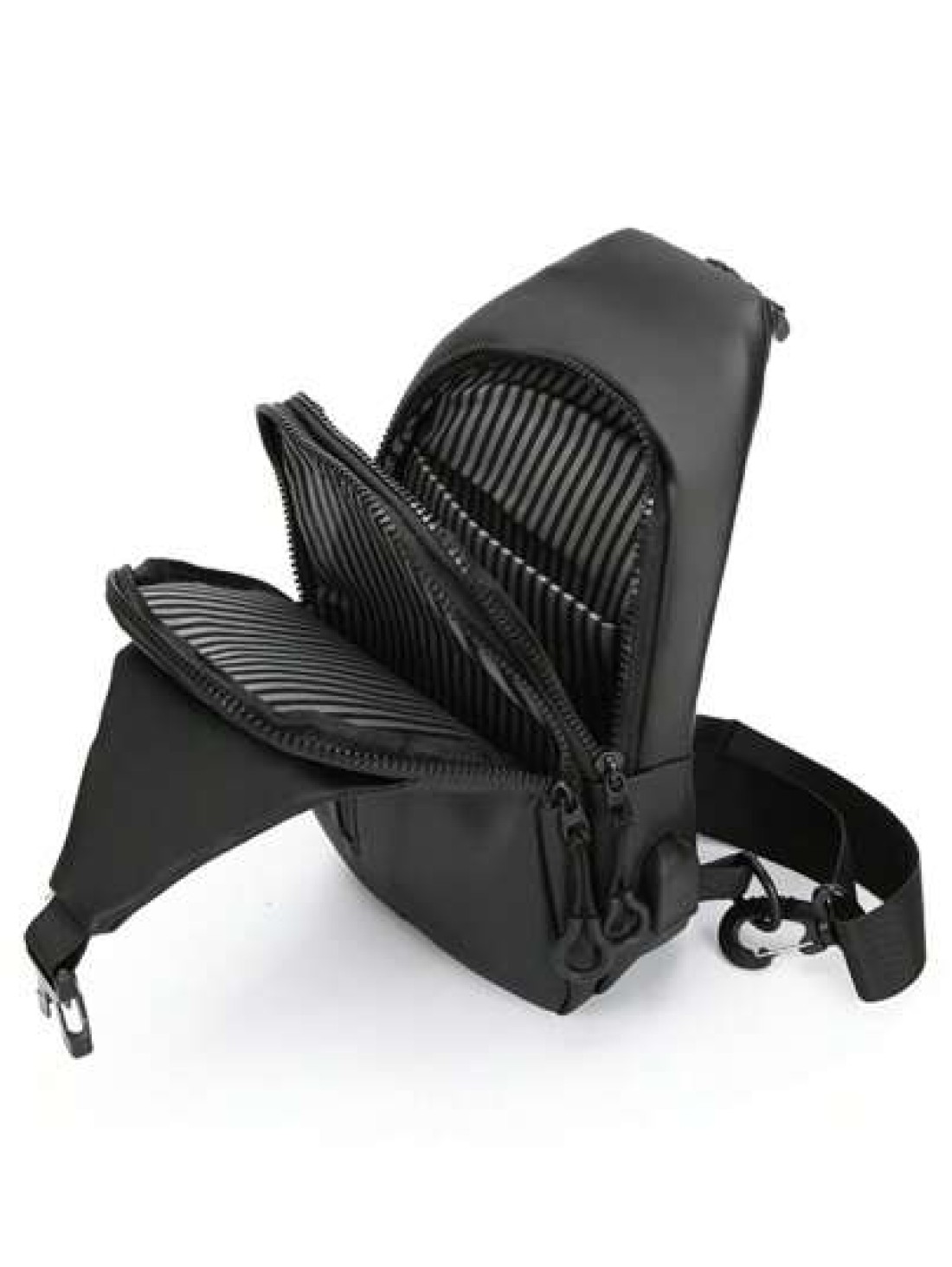 Sling Bag For Men Crossbody Bag USB PU Leather Shoulder Bag Chest Bag For Daily Use Waterproof Lightweight One Strap Backpack