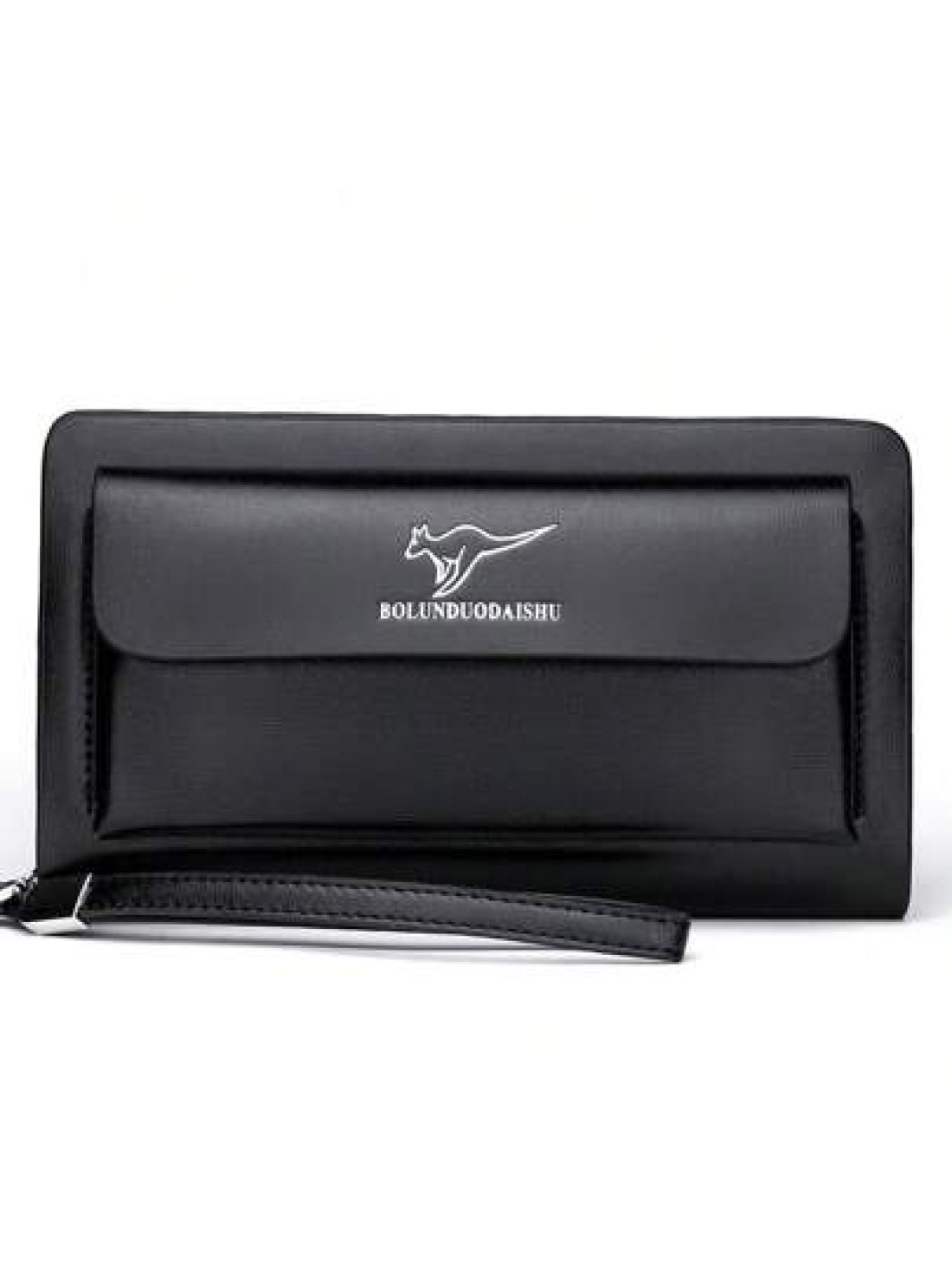 A Black And Brown Kangaroo PU Material Waterproof And Wear Resistant Double Zipper Closure Business Men s Wallet Clutch Bag Multi Functional Large Capacity Hand Held Bag New Style For Spring And Summe