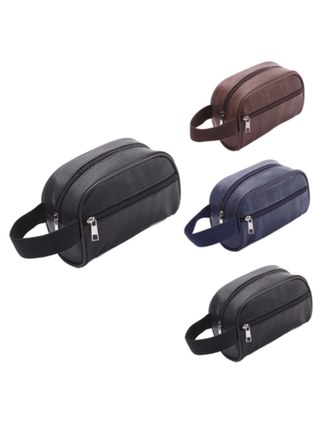 Men Waterproof Travel Toiletries Storage Bag PVC Lychee Pattern Cosmetic Bag Portable Makeup Organiser Male Zipper Handbags