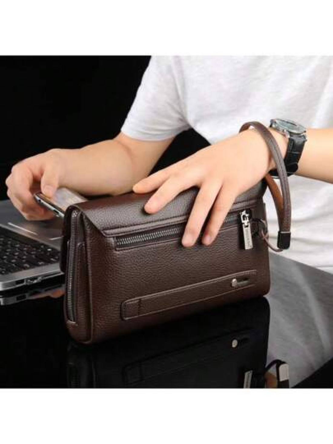 Plus Size Men s Long Leather Clutch Wallet Travel Passport Business Credit Card Holder Casual Fashion Anti Theft Password Lock Handbag Purse