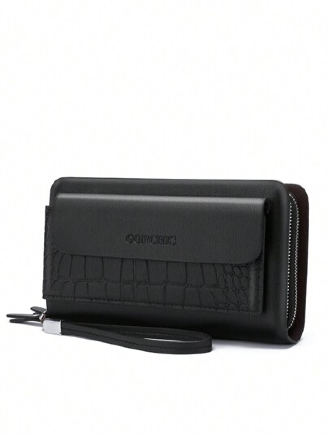 gorchis New Crocodile Pattern Clutch Bag Multi Card Slots Double Zipper Multifunctional Handheld Wallet Long Purse Phone Bag Business Casual Black Clutch Summer Dad Freshman For Books Travel Winter Ho