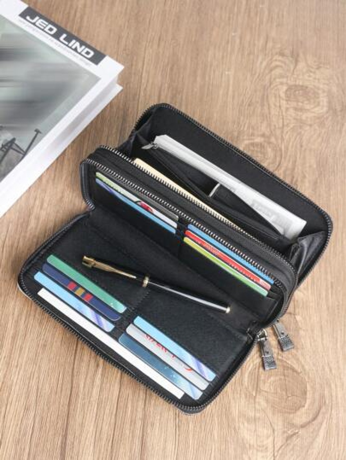 KAIDUCH Fashion Minimalist Long Wallet Zip Purse Multi Function Business Portable Card Holder Phone Clutch Pouch For Men And Women