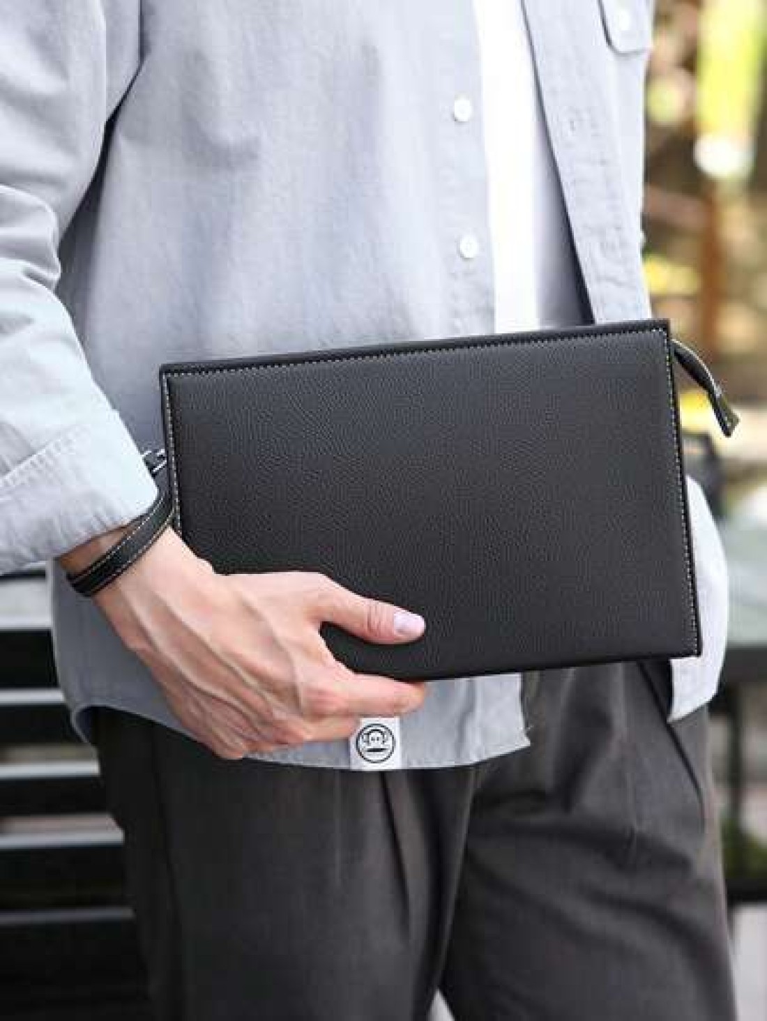 gorchis New Style Men s Clutch Bag Black Toiletry Bag Large Capacity Business Hand Carry Bag Simple Versatile PU Leather Underarm Envelope Bag With Multi Card Slots Fashion Man Bag
