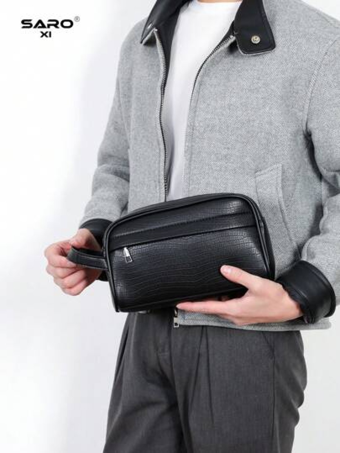 saroxi Men s Large Capacity Fashionable Casual Handbag Wristlet Pouch High End Elegant Portable For Work Travel Suitable For Young Office Workers Students A Great Gift Choice For Men Pillow Bag Men