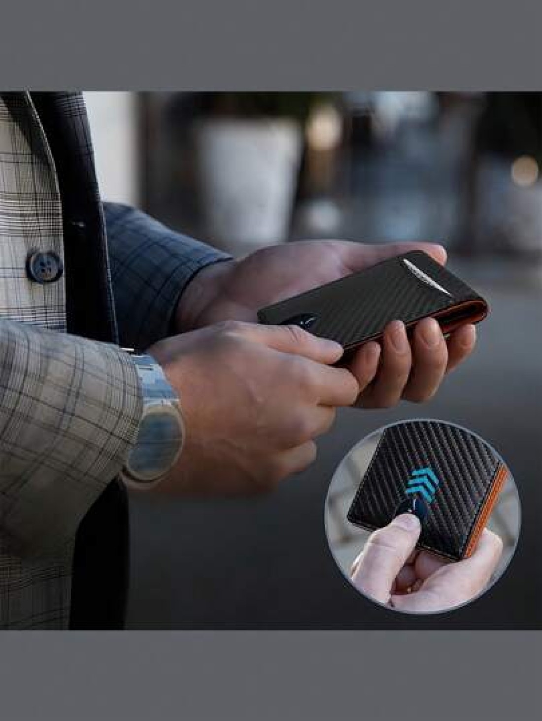 HOVI S Carbon Fiber Short Wallet Business Minimalist Card Holder RFID Blocking Anti Theft Two Fold Money Clip Wallet Mini Bag Small Bag
