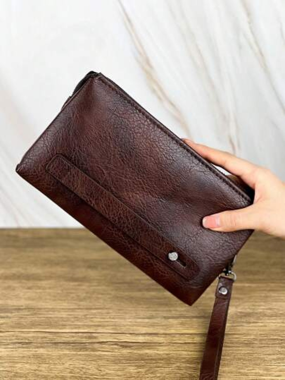 HOVI S Fashion Men s Clutch Wallet Business Large Capacity Clutch Handbag Cell Phone Bag Double Compartment Zipper Long Wallet Clutch Bag A Perfect Gift For Men