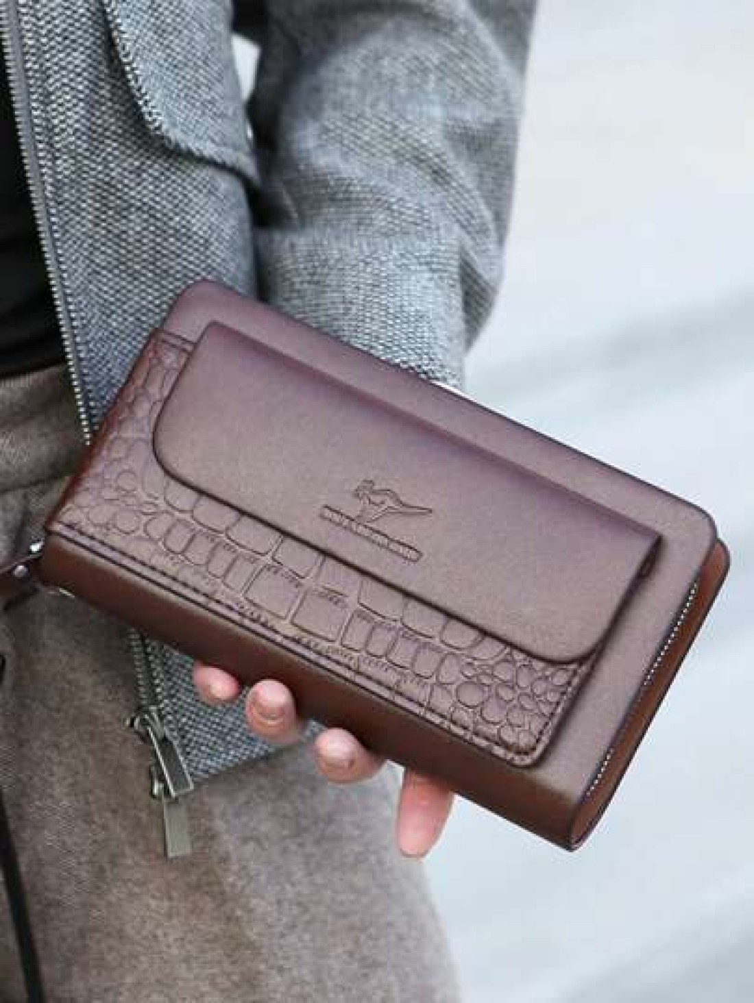 Leather Men s Clutch Wallet Men s Business Password Lock Wallet Anti Theft Clutch Wallet With Phone Stand Handbag Travel Bag Coffee Color Durable