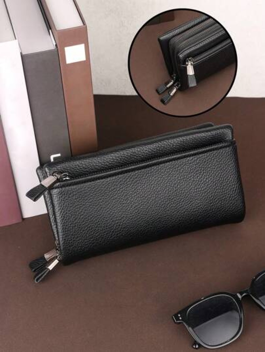 HOVI S Classic Solid Color Retro Clutch Bag Simple Business Large Capacity Lightweight Waterproof Men s Daily Commuting Mobile Phone Bag