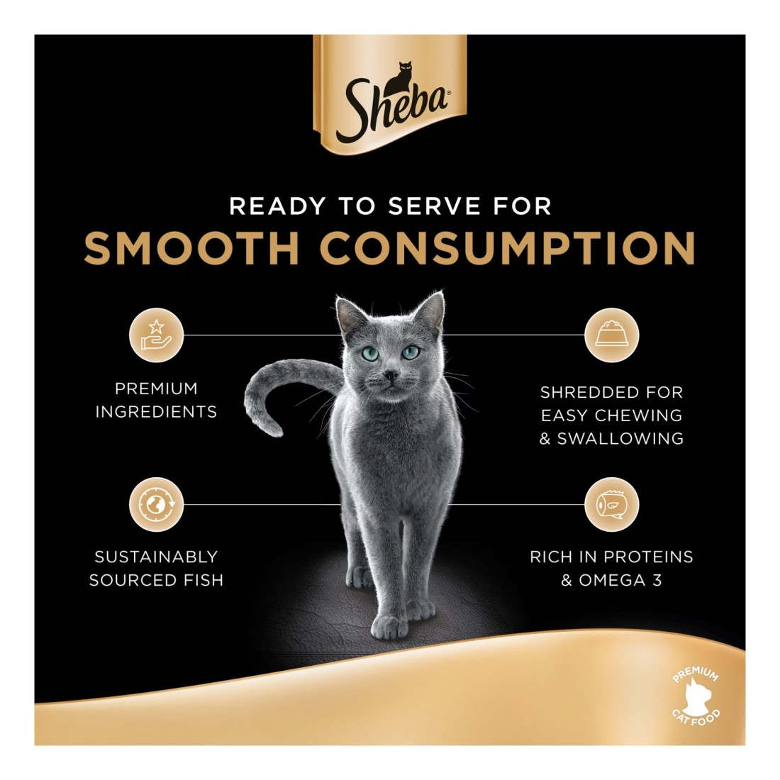 Sheba Filets Selection in Gravy Wet Food for Cats, 60g Pack of 4