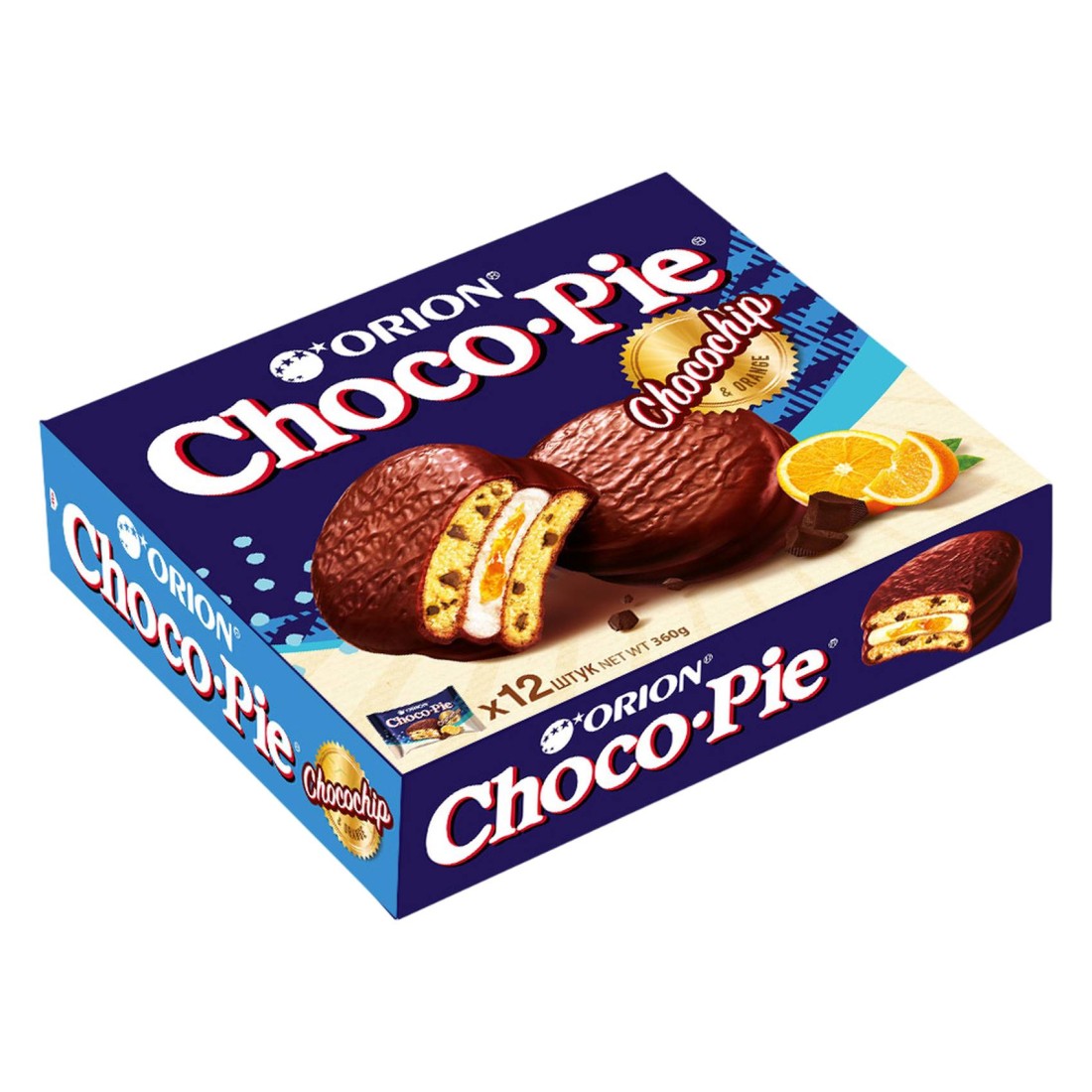 Orion Choco-Pie Choco Chip and Orange Marshmallow Cookie, 360g