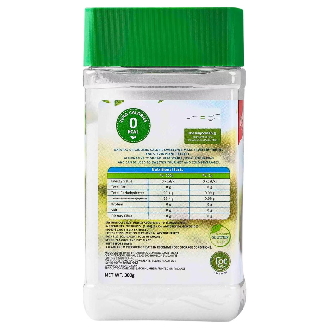 Castello Stevia and Erythritol Natural Origin Zero Calorie Sweetener, 300g