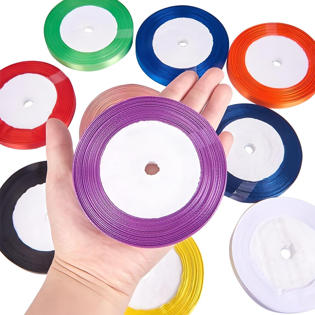 Satin Ribbon - 12 Rolls x 25 Yards (300 Yards Total) 1/4 Inch Wide Decorative Ribbon for Gift Wrapping, Crafts, and Party Decorations